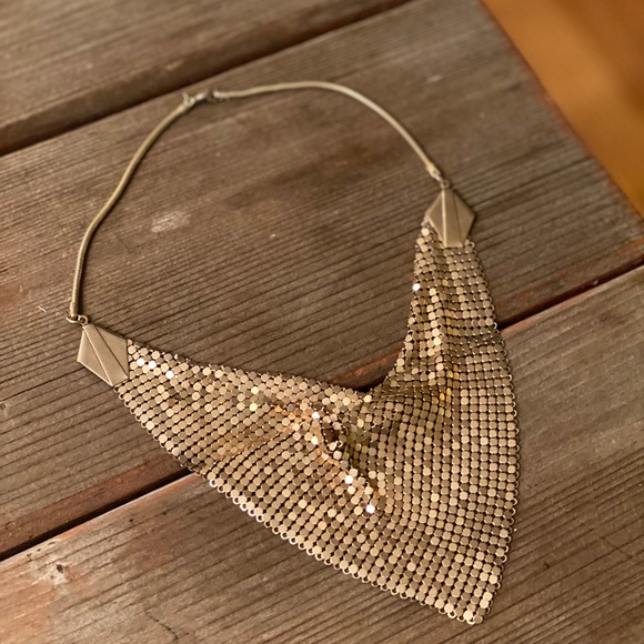 Vintage Jewelry - Vintage gold chain bib necklace